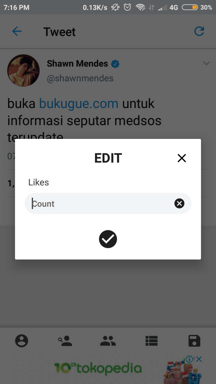 tentukan jumlah likes