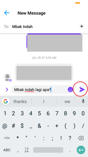 Cara menerima dan mengirim sms lewat facebook messenger 11 tulis pesan dan tap icon kirim