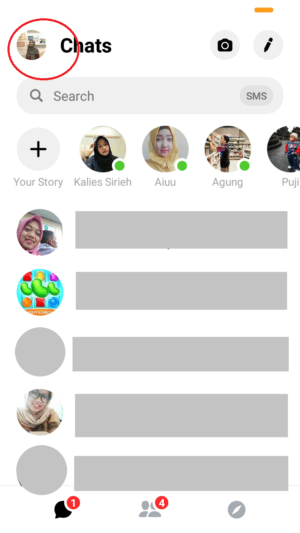 Cara membuat percakapan rahasia di Messenger 1 tap foto profil untuk membuka menu messenger