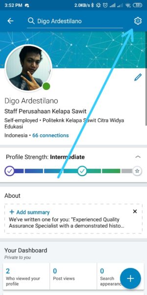 Cara menghapus (menutup) akun LinkedIn secara permanen 3 Tap LAmbang Gear