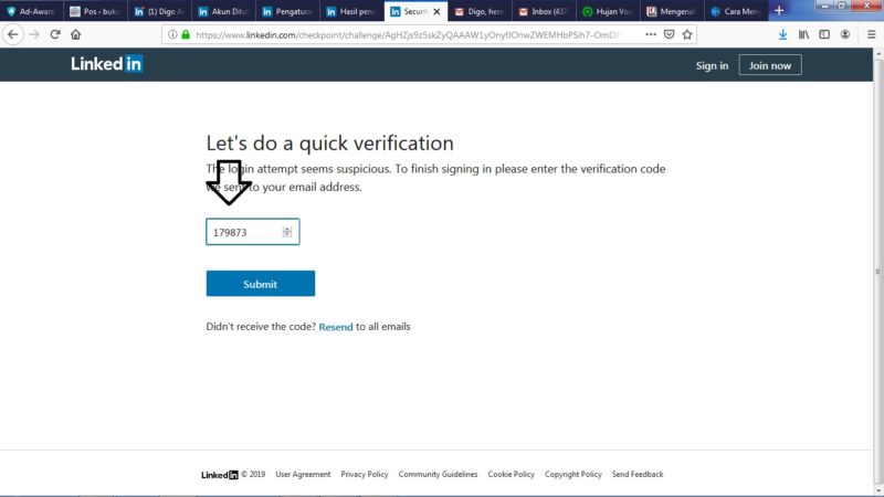 Cara menghapus (menutup) akun LinkedIn secara permanen 17 masukkan kode 6 angka tadi