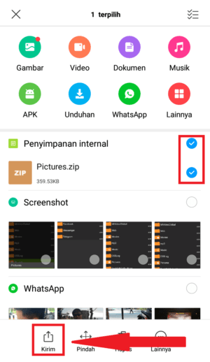 Cara mengirim folder (dan isinya) lewat whatsapp 9 pilih kirim filenya