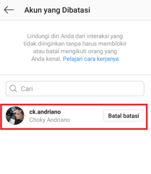 Cara mengaktifkan fitur restrict (batasi) di Instagram 10 contoh akun yang sudah di batasi