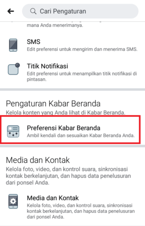 Cara menggunakan fitur snooze di facebook 14 masuk ke preferensi kabar berita