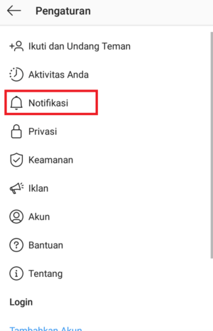 Cara mematikan notifikasi Instagram untuk sementara waktu 6 pilih menu notifikasi