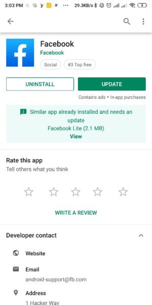 Update Aplikasi Facebook
