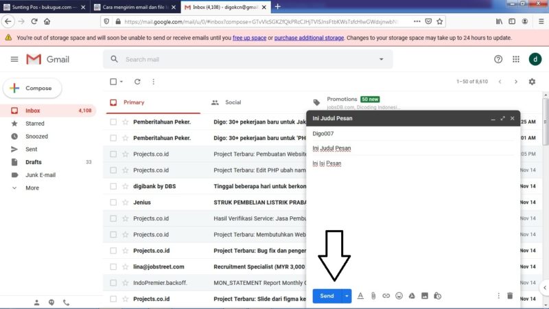 Cara mengirim email GMAIL (lewat HP dan Komputer) 4 Kirim Email