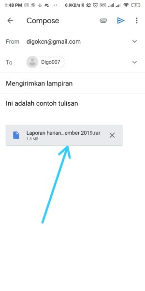 Cara mengirim file (foto, video, dokumen, dll) lewat gmail 7 File Terlampir