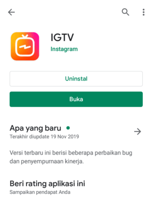 buka plikasi IGTV