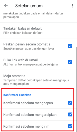 Cara mengaktifkan fitur "konfirmasi tindakan" di Gmail 8