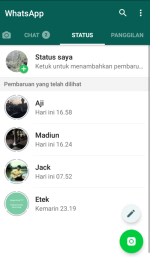 Cara membisukan status whatsapp teman 7