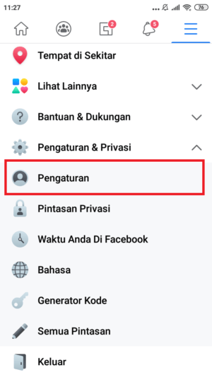 masuk ke pengaturan