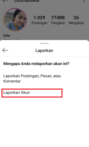 Cara melaporkan Spam & Akun Palsu di Instagram 18 pilih laorkan akun