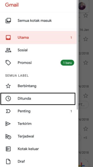 Fitur "tunda" atau "snooze" di Gmail untuk "menunda" email masuk 10 "Ditunda" untuk melihat daftar email yang masuk dalam mode tunda