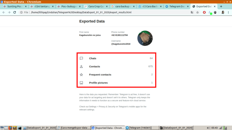 Cara export data telegram (untuk backup chat, kontak, dll) 24 Cara export data telegram (untuk backup chat, kontak, dll) 23