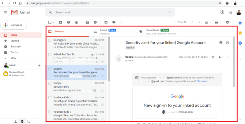 Cara Mengaktifkan Fitur Panel Pratinjau di Gmail 1