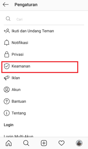 Cara mengetahui apakah instagram kalian dibuka di HP lain 6 masuk ke menu keamanan
