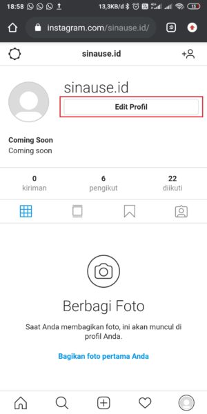 Cara menonaktifkan akun Instagram sementara 2 Tap Edit Profil