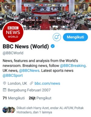Akun Twitter @BBCWorld