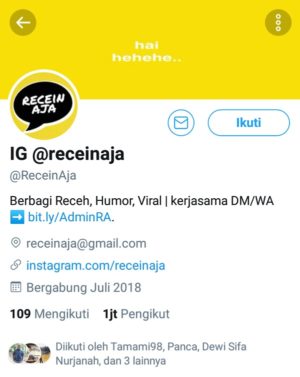Tips dan trik bermain twitter agar makin asyik 3 Akun Twitter @RecehinAja