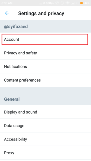 tap "account"
