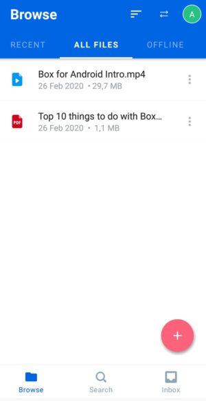 Tampilan aplikasi cloud storage Box