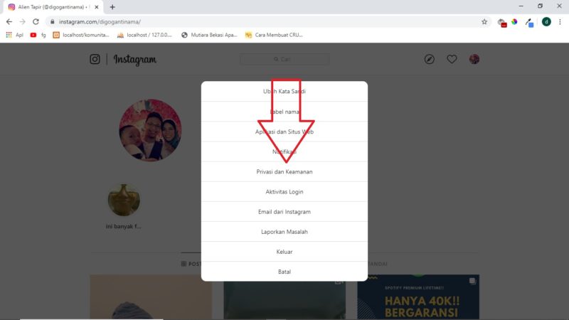 Cara memprivate akun instagram 7 Pilih Privacy dan keamanan