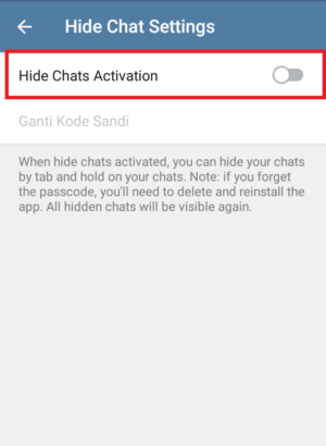 aktifkan hide chats activation 
