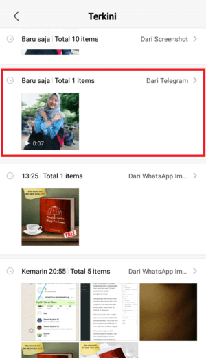 Cara download video Instagram dengan Telegram 13 hasil video yang di simpan ke galeri