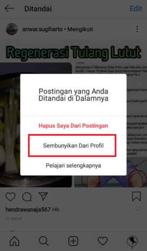 Cara menyembunyikan dan mengembalikan foto yang tag kita di Instagram 10