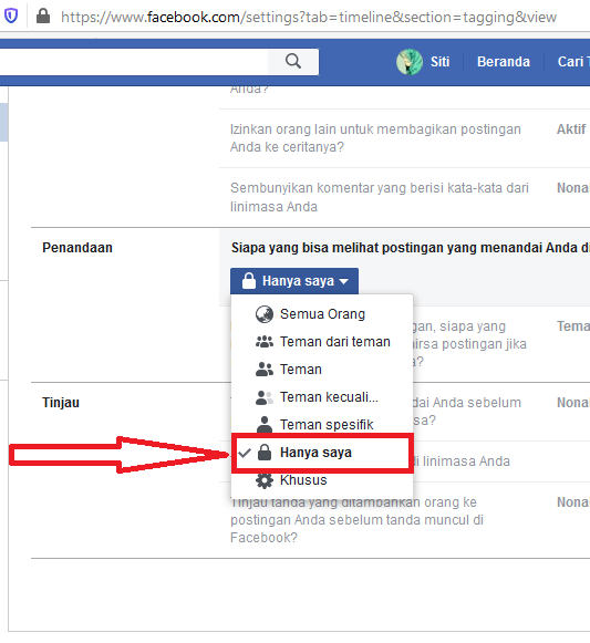 Cara menyembunyikan foto yang men-tag kita di Facebook 14 pilih hanya saya