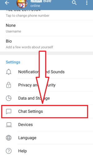 Cara mengaktifkan Dark Mode di Telegram 6 pilih menu chat settings