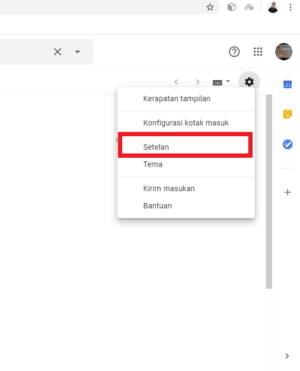 Cara membuat dan mengirim Invoice di email Gmail 1 klik menu "setting"