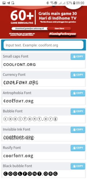 Cara mengganti jenis tulisan (font) di Bio Instagram 23 coolsymbol