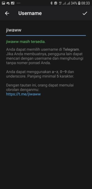 Cara membuat username di Telegram 8 Buat USername