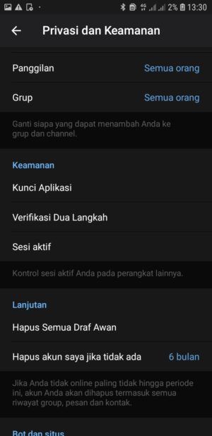 Cara mengunci telegram dengan PIN 4 Tap Kunci Aplikasi