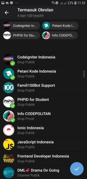 Cara Membuat Folder Chat di Telegram (100% Perlu Dicoba) 7 Pilih Group atau teman untuk dimasukkan ke dalam folder
