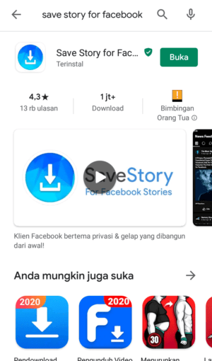 buka aplikasi save story for facebook 
