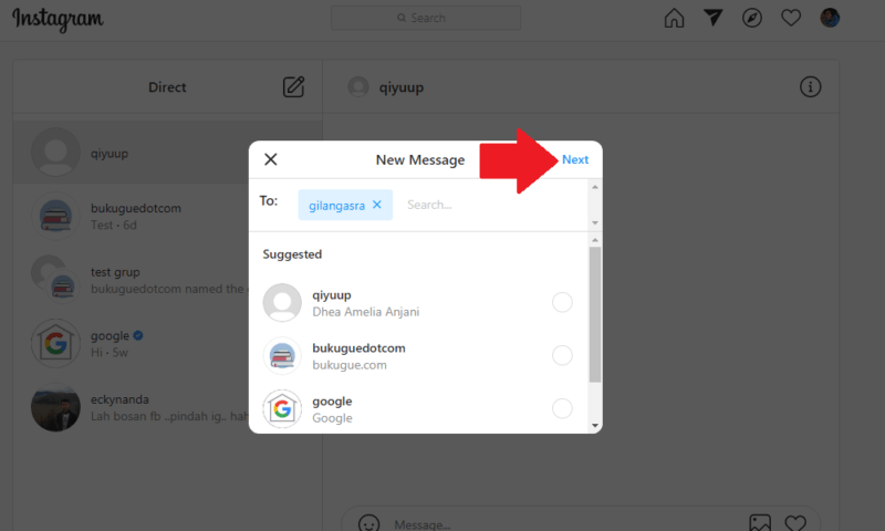 Cara mengirim DM Instagram di Komputer atau PC 8 Cara mengirim DM Instagram di Komputer atau PC 7