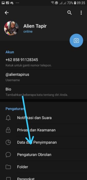 Cara mengubah ukuran teks (font) di Telegram 3 pilih pengaturan obrolan