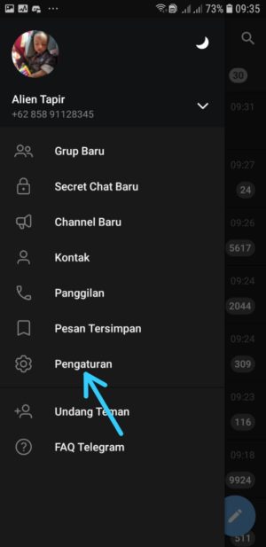 Cara mengubah ukuran teks (font) di Telegram 2 Pilih Pengaturan