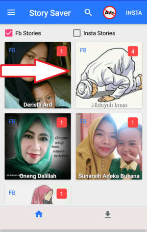 Cara Mendownload story Facebook (Update 2023) 19 pilih dan klik story yang akan di download