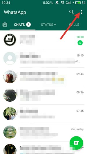 buka whatsapp dan tap ikon titik tiga