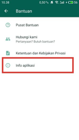 pilih info aplikasi