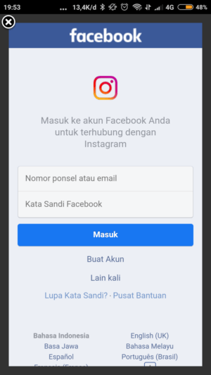 Cara membuat akun Instagram Bisnis 20 login facebook terlebih dahulu