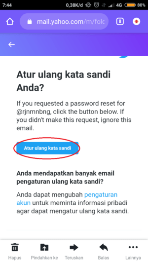 tekan tombol "atur ulang kata sandi"