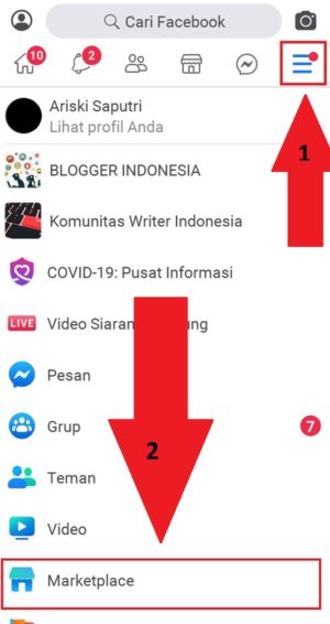 Cara menjual barang di marketplace Facebook 10 Akses marketplace dari menu aplikasi