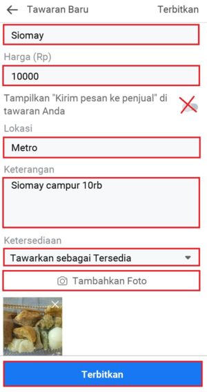 Cara menjual barang di marketplace Facebook 4 Mengisi kolom harga untuk produk yang spesifik