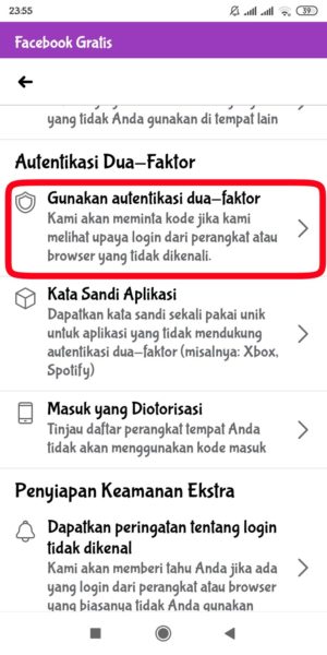 Cara mengaktifkan "Autentikasi Dua Faktor" di Facebook 5 pilih menu "Gunakan autentikasi dua-faktor"