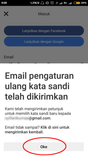 Cara mengatasi lupa password Pinterest 3 tap "ok"